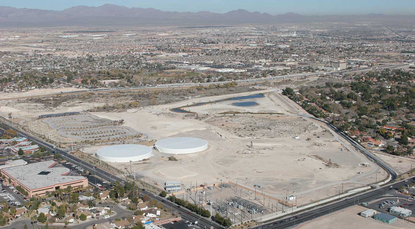 Aerial view of Las Vegas Springs Preserve site 1998 pre-construction.