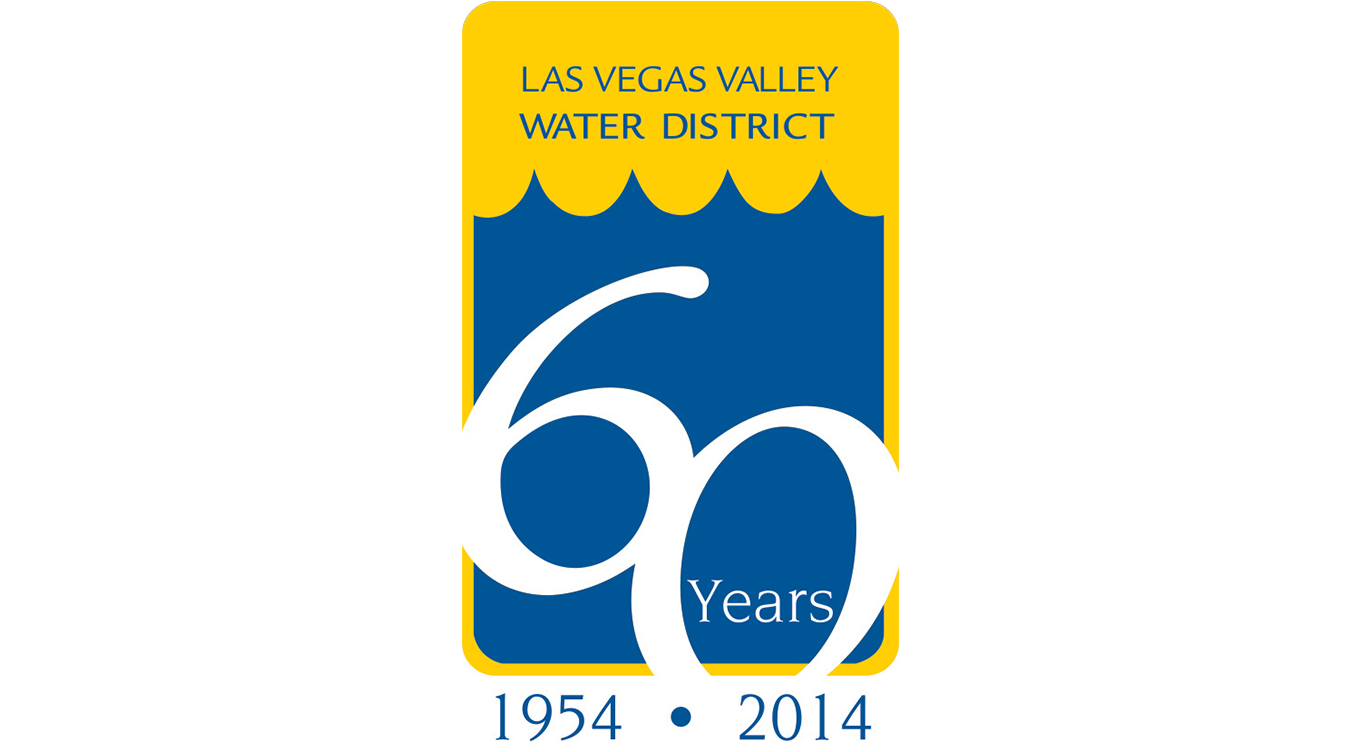 Las Vegas Valley Water District yellow, blue and white logo: 60 years, 1954 to 2014.