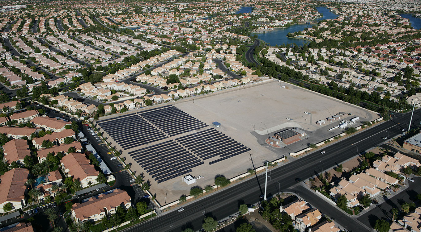 Aerial view of installed Luce solar panels.