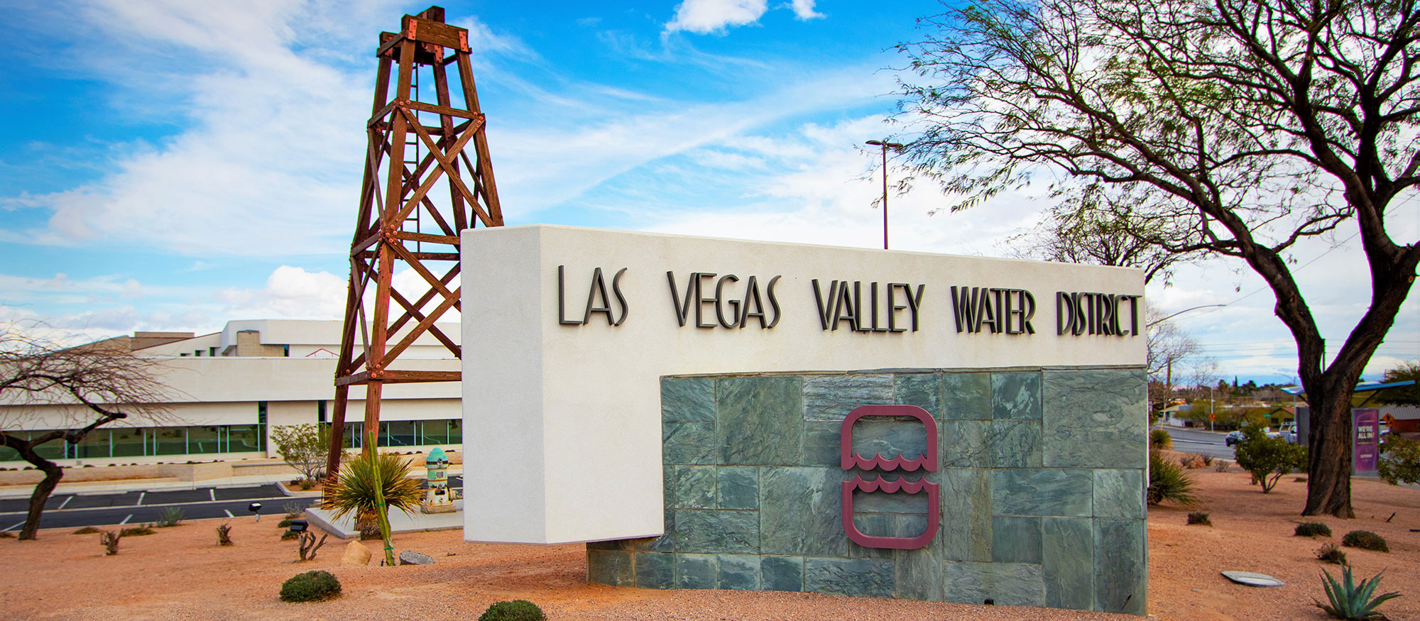 Sign with logo at the Water District Main Office.