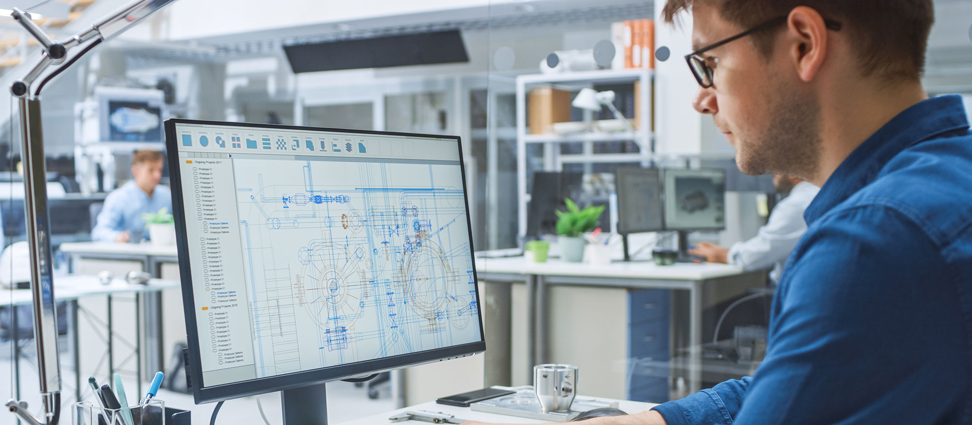 Man working on design at computer