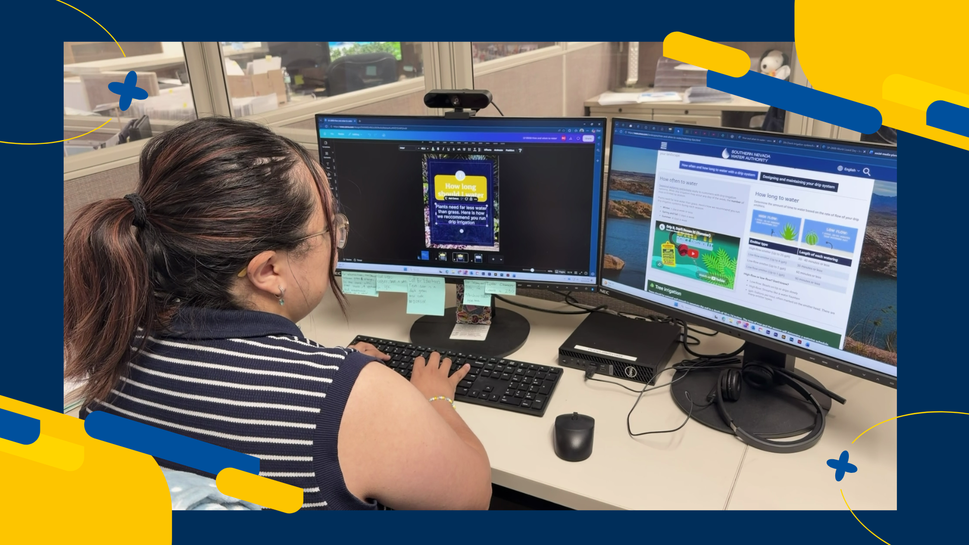 Intern at computer.
