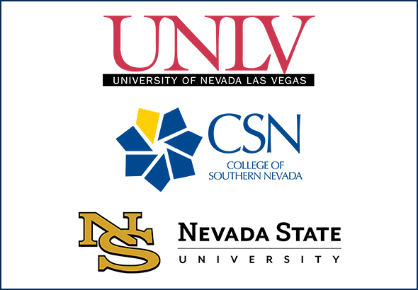 UNLV, CSN, and University of Nevada logos