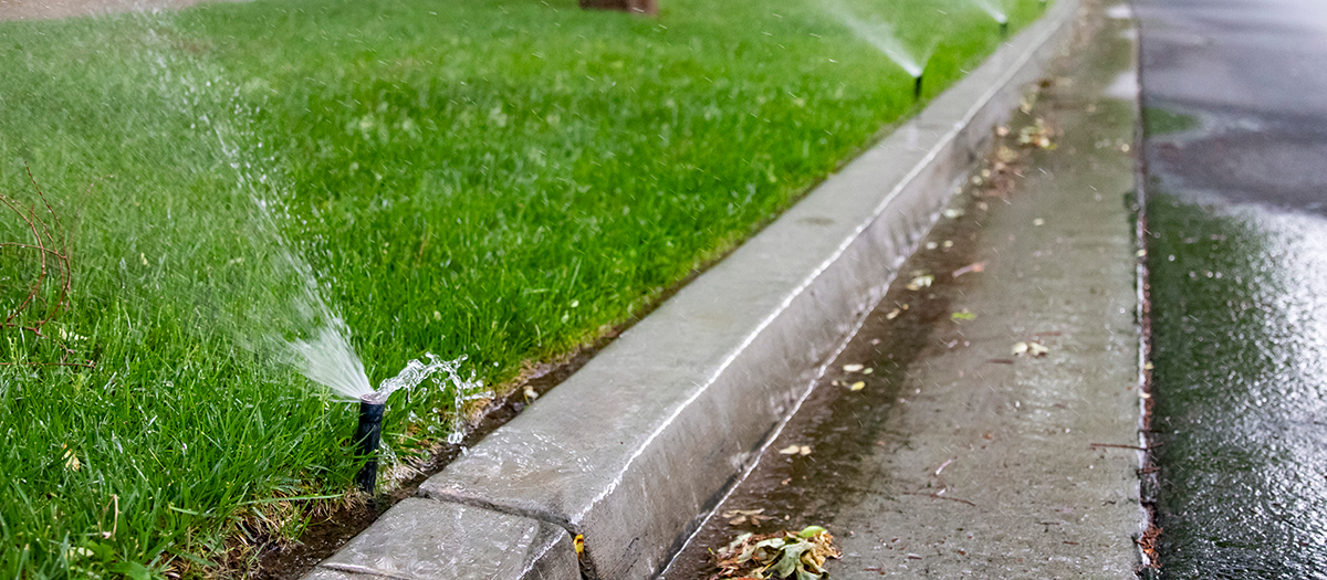 Sprinkler water running into street